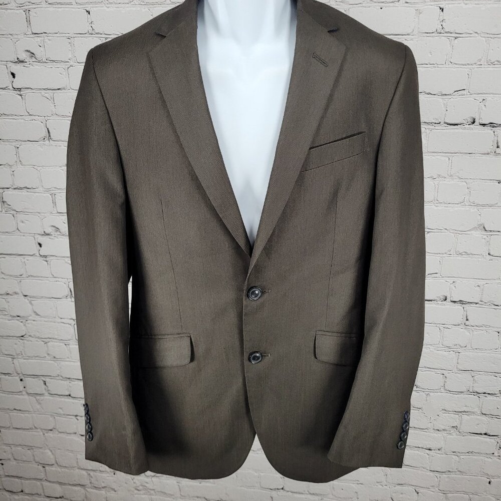 Billy London Brown 2 Button Double Vented Notch Blazer Sport Coat 36R *seam tear